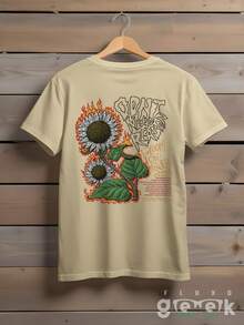 Shirt Sunflower T-Shirt Hot Streetwear Oversize Print Skate Ref 1430 FLUXOGEEK - Màu Khaki - Xem 1