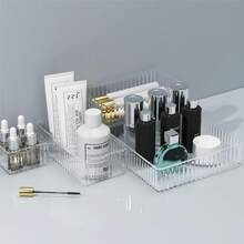18pcs Transparent Drawer Storage Boxes, 4 Size Stackable Makeup And Vanity Drawers, Bathroom Drawer Storage Containers For Cosmetics, Office Supplies, Kitchen Tools Home Bathroom Decor Bathroom Organizer