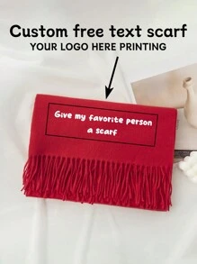 1pc Customized Printed Any Text High-End Scarf, Solid Color Minimalist Warm Scarf, Autumn/Winter - Scarf - View 4