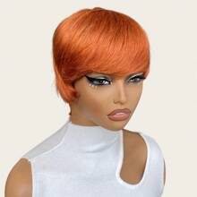 6inch Human Hair Short Pixie Cut Wig For Women Layered Hair With Bangs Wig Haircut Full Machine Made Wig For Halloween Costumes - S350 - View 4