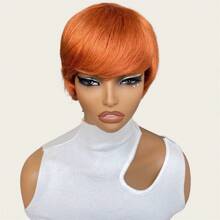 6inch Human Hair Short Pixie Cut Wig For Women Layered Hair With Bangs Wig Haircut Full Machine Made Wig For Halloween Costumes - S350 - View 3