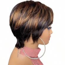 1b30# Color Short Straight Pixie Cut Human Hair Wigs 6inch Daily Party Use Machine Made Human Hair Wigs For Women - S1/30 - View 4