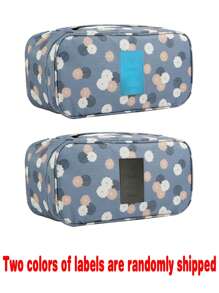 Flower Graphic Underwear Bag Grey Storage Bag - Navy Blue - View 6