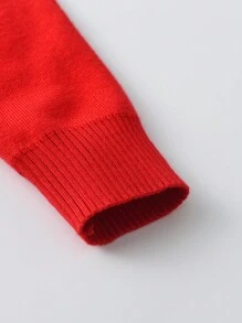 Young Boy Argyle Knitted Pullover Sweater, School Style, Suitable For Spring, Autumn & Winter - Red - View 4