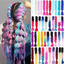 合成大号编织发渐变色大号辫子接发 1 件，适用于扭纹钩编编织发耐热高温纤维 24 英寸，万圣节角色扮演装扮时尚派对圣诞新年礼物