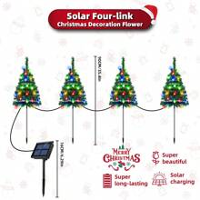(1 Set Of 4 Solar Christmas Tree Lights) Holiday Decorations, Outdoor Courtyard, Garden, Lawn, Small Path Lights, Atmosphere Lights, Christmas Courtyard Decoration Lights