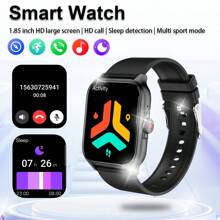 1入組時尚電子智能手錶，適用於男女款配備黑色矽膠錶帶，大觸控螢幕，多種運動模式，支援攝影控制，社群媒體訊息提醒，擅長日常和運動使用，適合當作禮物 - 黑色 - 查看 1