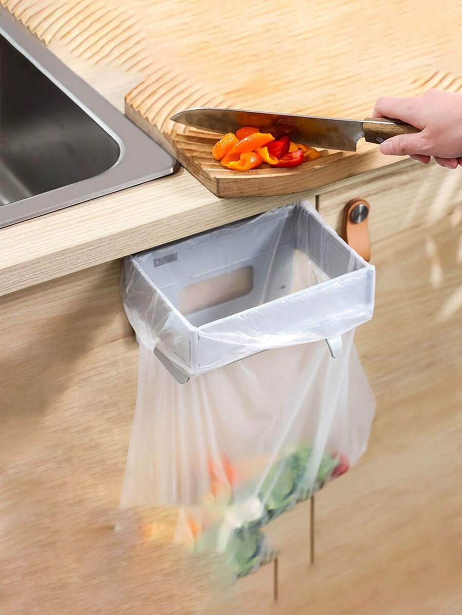 1 件可折叠垃圾桶架，壁挂式塑料袋收纳架，适用于橱柜/厨房 - 彩色 - 查看 1