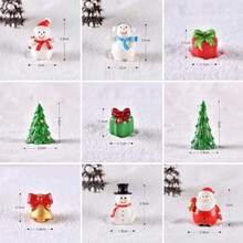 6 件圣诞微型雕像套装，包括雪人、圣诞老人、红帽、袜子、圣诞树、铃铛、花园树脂装饰、微型景观 DIY 圣诞工艺品（款式随机） - 彩色 - 查看 3