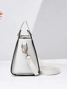 猫形女士手提包，纯色多层斜挎包，适合约会、派对、办公室女士和学生 - 白色 - 查看 2
