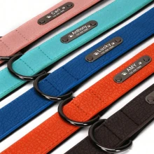 Personalized Engraved Leather Dog Collar (Leash Available Separately), Soft Padded, Textured Leather, Suitable For Small, Medium, And Large Dogs