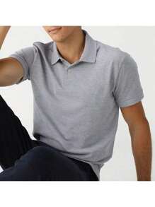 Men's Polo Shirt Plain Collar Premium Uniforms Cotton Polyester - Xám - Xem 2