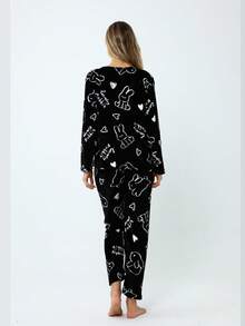 Conjunto de Pijamas Polar para Mujeres, Pijama térmico para invierno Mayoreo,Cómodos y Relajados - Rojo y blanco - Ver 3