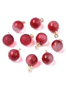 1盒40入組8顏色透明噴霧繪畫玻璃吊墜帶燈黃銅環形磨砂圓形混色球形設計DIY吊墜