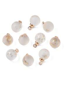 1盒40入組8顏色透明噴霧繪畫玻璃吊墜帶燈黃銅環形磨砂圓形混色球形設計DIY吊墜