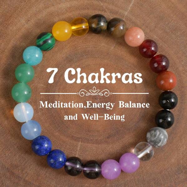 Pulseras de piedras de ojo de tigre, amatista y cuentas de los 7 chakras para mujer. Regalos de joyería de estilo Y2k para parejas, señoras y chicas preparadas. (Hecho a mano, puede haber diferencias en la forma y el color, el patrón de color y la posición son aleatorios, y algunos pueden tener agujeros)