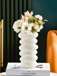 1 件装花卉和植物的白色塑料花瓶，落地式花瓶，适用于家庭、客厅、卧室、餐桌、阳台、宿舍、办公室、橱柜、壁炉、婚礼、派对、节日装饰 - 白色 - 查看 8