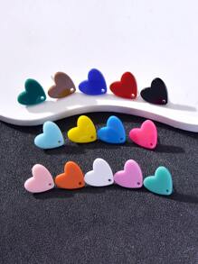 20pcs Colorful Acrylic Heart Shaped Earring Studs For Women, Jewelry DIY Accessories Valentines