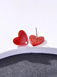 20pcs Colorful Acrylic Heart Shaped Earring Studs For Women, Jewelry DIY Accessories Valentines