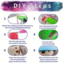 5D DIY 钻石画套件 - 可爱乌龟家庭动物主题 - 圆形亚克力钻石马赛克艺术工艺品用于墙面装饰 - 创意礼物 19.81x19.81 厘米 - 彩色 - 查看 6