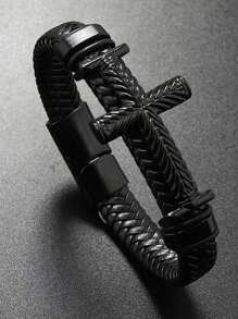 Bracelet avec croix, idée cadeau chrétienne élégante adaptée aux adolescents ou aux hommes, parfait pour le baptême, les bas de Noël, le Nouvel An, la Saint-Valentin, la fête des pères