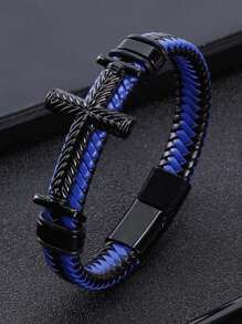 Bracelet avec croix, idée cadeau chrétienne élégante adaptée aux adolescents ou aux hommes, parfait pour le baptême, les bas de Noël, le Nouvel An, la Saint-Valentin, la fête des pères