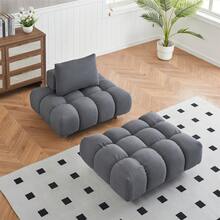 MoolSun Luxury Living Room Combination Sofa, Oversized Combination Sofa With Reversible Lounge Chair, Modern Modular Combination Sofa, Teddy Fabric Sofa With Wide Open Seats, Detachable Modular Sofa, Tapered Legs, Suitable For Apartments, Living Rooms, Offices, And Reception Areas. ﻿ - (2PC) Xám - Xem 1