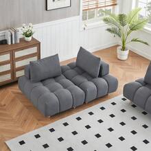 MoolSun Luxury Living Room Combination Sofa, Oversized Combination Sofa With Reversible Lounge Chair, Modern Modular Combination Sofa, Teddy Fabric Sofa With Wide Open Seats, Detachable Modular Sofa, Tapered Legs, Suitable For Apartments, Living Rooms, Offices, And Reception Areas. ﻿ - (2PC) Xám - Xem 6