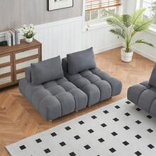 MoolSun Luxury Living Room Combination Sofa, Oversized Combination Sofa With Reversible Lounge Chair, Modern Modular Combination Sofa, Teddy Fabric Sofa With Wide Open Seats, Detachable Modular Sofa, Tapered Legs, Suitable For Apartments, Living Rooms, Offices, And Reception Areas. ﻿ - (2PC) Xám - Xem 4
