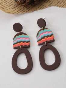 1 对手工制作复古风格高端树脂咖啡色女士吊坠耳环，适合度假、聚会和礼物 - 經典款 - 查看 9