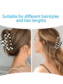 2 Kẹp tóc caro Kẹp tóc caro vuông Kẹp tóc chống trượt dễ thương Kẹp tóc hình chữ nhật giữ chặt nhiều màu caro cổ điển - Nhiều màu - Xem 6