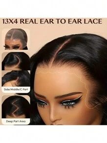 34 英寸长直自然色人发假发 13X4 蕾丝前部假发直发人发假发 13*4 蕾丝闭合适合派对真人发 13x4 直黑色假发女士全成品假发 8-34 英寸 - 自然色&黑色系 - 查看 2