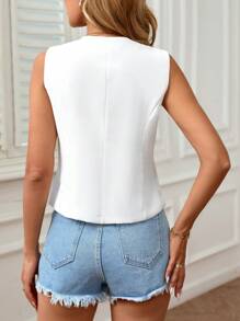 1pc Women's Elegant Blazer Vest Jacket, Casual Commuting Sleeveless Waistcoat