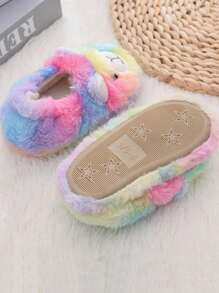 Kids Unicorn Cartoon Pattern Indoor Anti-Slip Warm Quiet House Slippers, Suitable For Indoor Use