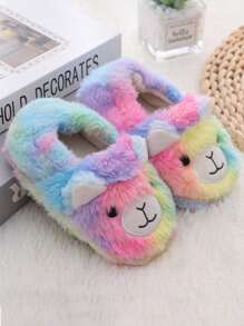 Kids Unicorn Cartoon Pattern Indoor Anti-Slip Warm Quiet House Slippers, Suitable For Indoor Use