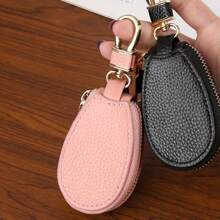 1pc Unisex Waterproof PU Leather Key Pouch, Multi-Functional Large Capacity Key Holder, Compact & Minimalist Design For Home Use