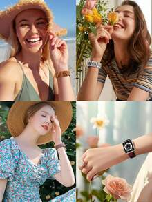 花卉雕刻表带与 Apple Watch 表带兼容，适用于 40 毫米 41 毫米 42 毫米 38 毫米 44 毫米 45 毫米 46 毫米 49 毫米，双色柔软硅胶可爱玫瑰花朵图案运动表带与 Apple Watch Series 10 9 8 7 6 5 4 3 2 1 Ultra SE 女款兼容 - 44/45/46/49/(42mm-Series 3 2 1) - 查看 11