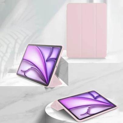 Tablet Protective Case Compatible With Samsung Galaxy Tablets/IPad/Redmi Pad SE/ Pad, Anti-Drop, Ultra-Thin/Smart Stand/Auto Wake, Compatible With Apple IPad Mini 4/5/6 (9.7/10.2/10.5 Inch), Air 4/5/6 (10th Gen, 10.9 Inch), Pro 11 Inch, Air 11 (M2), Air 13 And Pro 11 (M4) - Pink