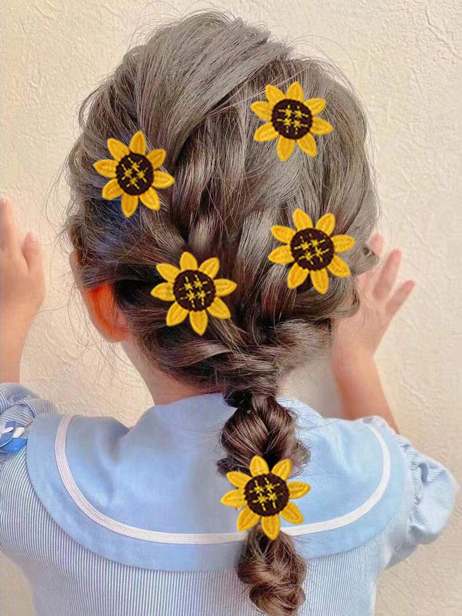 Bộ 5 kẹp tóc hoa hướng dương cho bé gái - Nhiều màu - Xem 1