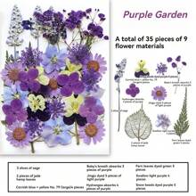 35pcs Dried Pressed Flowers For Resin Molds, Real Pressed Flowers Dry Leaves Kit For Art Crafts Resin Jewelry Making Scrapbook Supplies Card Making Soap Candle DIY Nails Decor| Valentine Day's Gift| Couple Gift| Christmas Gift Xmas Gift| Halloween Gift Decor
