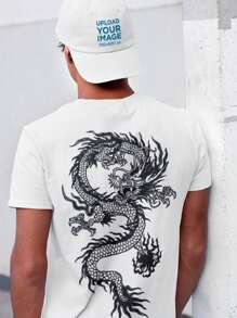 Men's T-Shirt 100% Cotton Premium Dragon Shirt Streetwear - 白色 - 查看 1