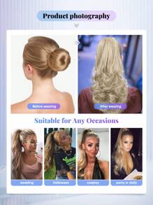 Haarverlängerung mit Klammer, Pferdeschwanz-Accessoire, schwarz, hellbraun, schokoladenbraun, Mehrfarbig, 12 Zoll, tiefe Welle, hitzebeständige Kunstfaser, synthetischer Pferdeschwanz-Haarschmuck, lockiges Haar für Frauen, für den täglichen Gebrauch, Cosplay, Weihnachten, Musikfestival, Karneval, Feiertage, Party und chinesisches Neujahrsfest als Geschenk verwendbar