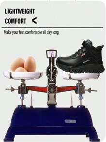 Unisex Leather Rotating Button Comfortable Safety Shoes, High Top Safety Boots, Steel Toe Shoes, Anti-Crush Anti-Puncture Protection Hiking Boots, Unisex Design, Waterproof, Anti-Skid, Wear-Resistant Work Shoes, Suitable For All Seasons, Black