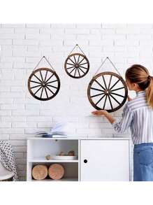 1/3 Pcs Four-Wheeler Decoration Pendant, Wooden Cowboy Party Decoration, Wooden Cart Decoration Of Retro Country Four-Wheeler, Home Decoration Pendant, Suitable For Bar Garage Indoor And Outdoor (Brown, 7.87/11.8 Inches).