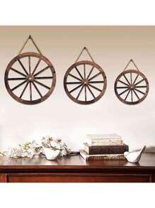 1/3 Pcs Four-Wheeler Decoration Pendant, Wooden Cowboy Party Decoration, Wooden Cart Decoration Of Retro Country Four-Wheeler, Home Decoration Pendant, Suitable For Bar Garage Indoor And Outdoor (Brown, 7.87/11.8 Inches).