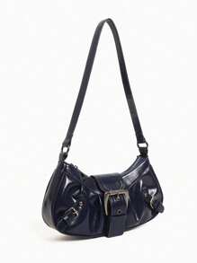 Dedoo Retro Bag 1PC Y2K Gothic Fashionable Type Rivet Decoration Vintage Block Decoration Women's Shoulder Bags And Shoulder Botes Are Adjusted For Daily Travel,Fashionable Niche Design, Steampunk, Goth,Bag For Women, Cool Girls Street Wear,Peferct For Music Festival, Concert, Rock Style Bag For Women - 藏蓝色 - 查看 4
