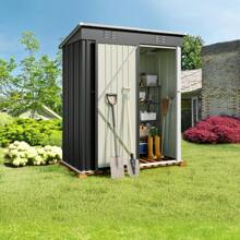 Bealife 5' X 3' Outdoor Metal Shed With Locking Door, Garden Tool Shed With Vent And Pitched Roof For Garden, Patio - Grey - View 7