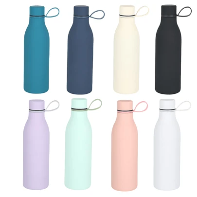 1 件 500 毫升/17 盎司全新不锈钢双层创意水瓶，带绳柄，保温/保冷，质地光滑，适合户外、瑜伽和家庭使用
