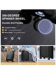 Travel Suitcase, Fashionable Luggage, Fashionable 20 Inch Suitcase, Swivel Wheel, 24 Inch Male And Female Student Boarding Password Suitcase, 28 Inch Storage Box, Wear-Resistant And Large Capacity ,Simple Deluxe Carry On Luggage Airline Approved With TSA Lock Hard Shell Carry On Suitcase Lightweight Suitcases With Wheels Small Luggage For Men Women - Black - View 11