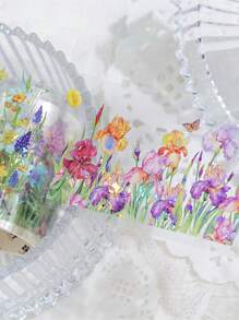 CANDY POETRY 1 卷 2 米植物与花卉切割和纸胶带、创意美学贴纸、DIY 装饰剪贴簿工艺材料、节日礼物、个性化剪贴簿学校文具 - 芥末黃 - 查看 7